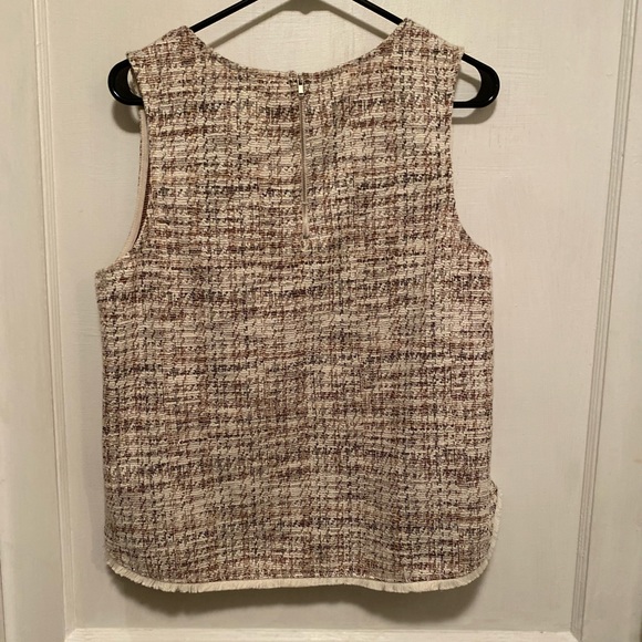 Woven Shell Top with Exposed Zipper and Fringe Detail - Picture 2 of 9